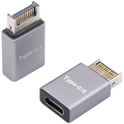 USB 3.1 Type E Male Front Panel Header to C 3.1 Female Data Converter Adapter - Image 1 of 4