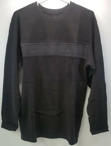 Basic Editions Men's Thermal Sweater Shirt Black Cotton Size Medium - Picture 1 of 8