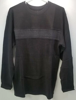 Basic Editions Men's Thermal Sweater Shirt Black Cotton Size Medium - Image 1 of 4