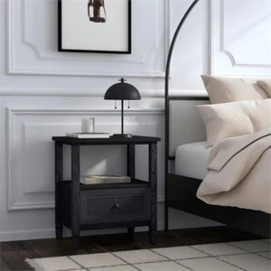 Butler Specialty Company Flagstaff 1-Drawer Cane Nightstand - Black Cane - Picture 1 of 7