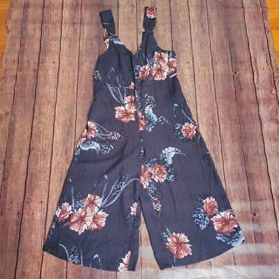 Somedays Lovin Jumpsuit Womens S Black Homecoming Floral Wide Leg Cropped - Image 1 of 4