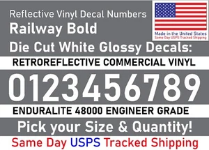 0-10 1"-5" Your Size Vinyl Reflective Decal Sticker Numbers (White), Made in USA - Picture 1 of 24