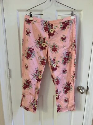 Pantalones deportivos Moda International rosa flores para mujer talla 14 Foto 1 de 2