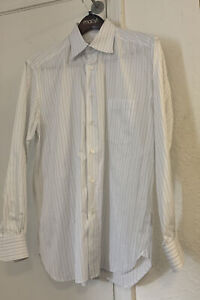 Ermenegildo Zegna White Pinstripe Dress Shirt L 16.5 X 34