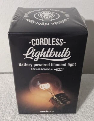 Sealed New Cordless Lightbulb Battery Powered Filament Light Rechargeable USB - Image 1 of 4