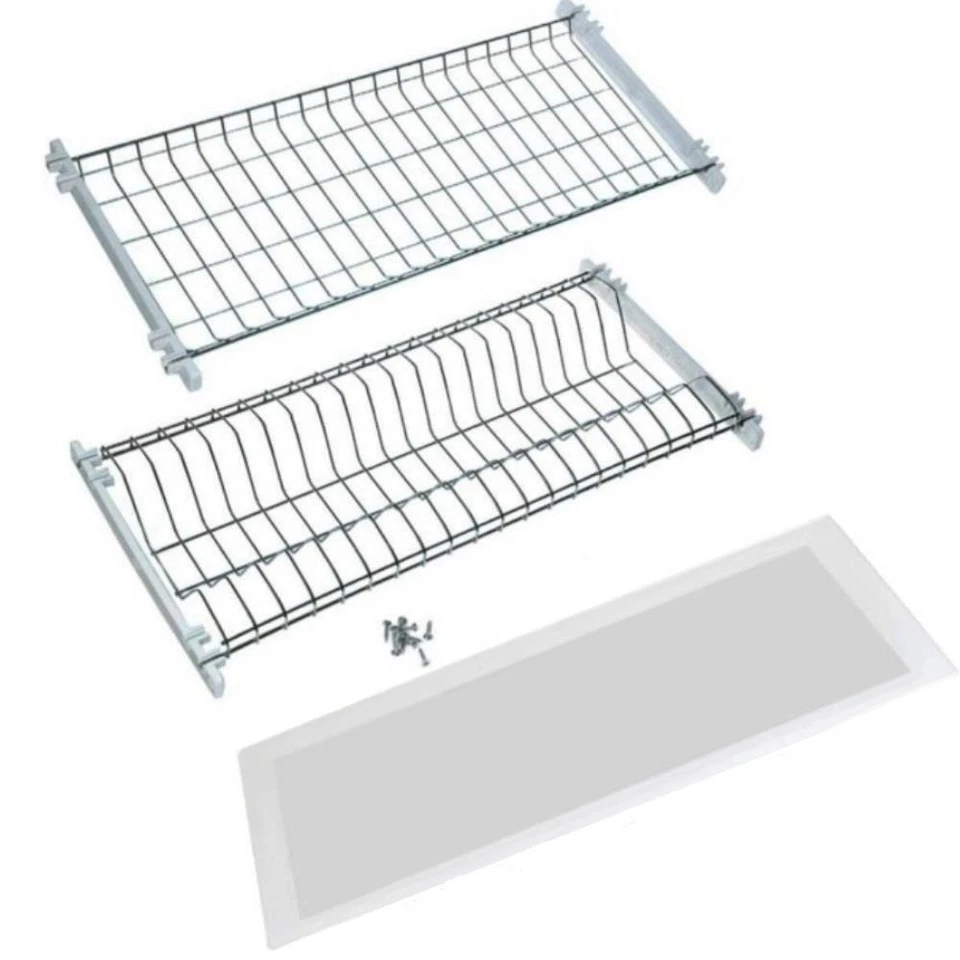 Scolapiatti griglia pensile acciaio inox 18/8 supporti vaschetta plastica cm.76 - Immagine 1 di 1