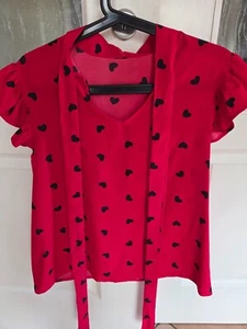 Bluse, Damen/Jugendlich/Mädchen, rot, kurzarm, gebraucht, - Bild 1 von 3