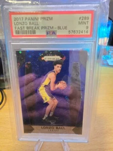 2017-18 Panini Prizm Lonzo Ball Fast Break Blue Prizm #289 /175 Rookie PSA 9 - Picture 1 of 3