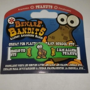 Beware Bandits Allergy Awareness Bands Peanuts New In Package Kid Friendly - Picture 1 of 4