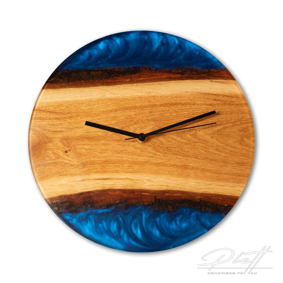 Wanduhr aus Naturholz und Epoxidharz,Handgefertigt,Handmade in Germany ,Geschenk - Bild 1 von 4