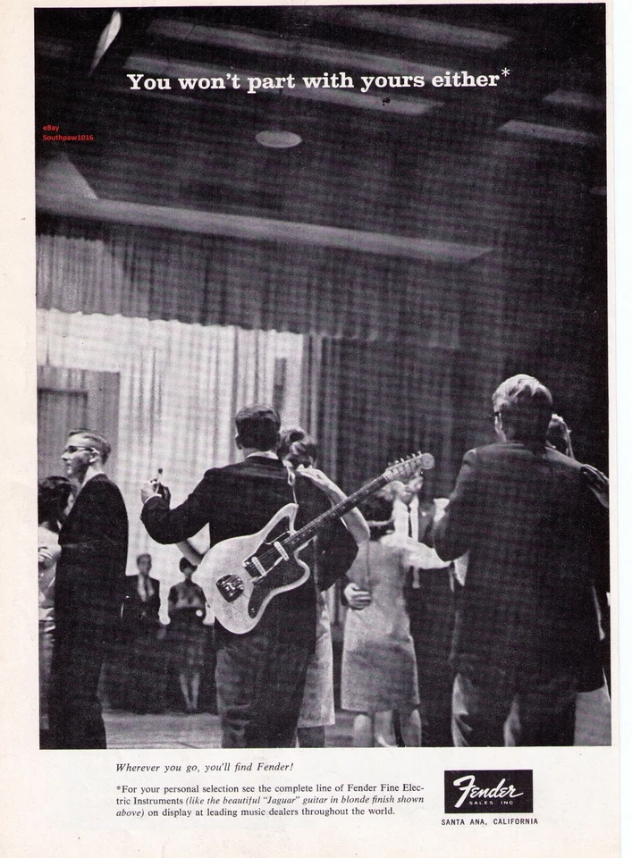 1960's  Fender "You Won't Part With Yours Either" Slow Dance Vintage Reprint Ad - Image 1 of 1