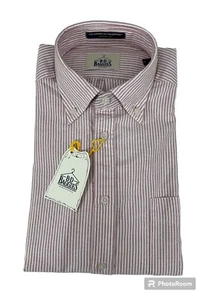 BD BaggieS Cotton Pin Point Striped Shirt Button Down White/Red - Picture 1 of 4