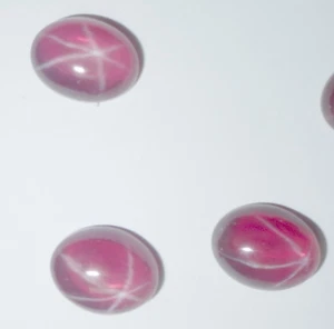 Transparent Star Ruby Oval 14x11 mm Cabochon 6 Rayed Lab-created 3 pieces Lot - Picture 1 of 12