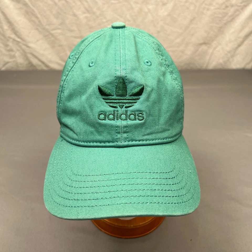 Adidas зеленый трилистник логотип крышка взрослых регулируемый зеленый спортивная шляпа - Изображение 1 из 4