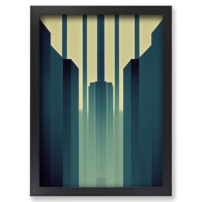 Framed City Architecture Art Deco No.4 Skyscraper Wall Art Canvas Print Picture - Image 1 of 4
