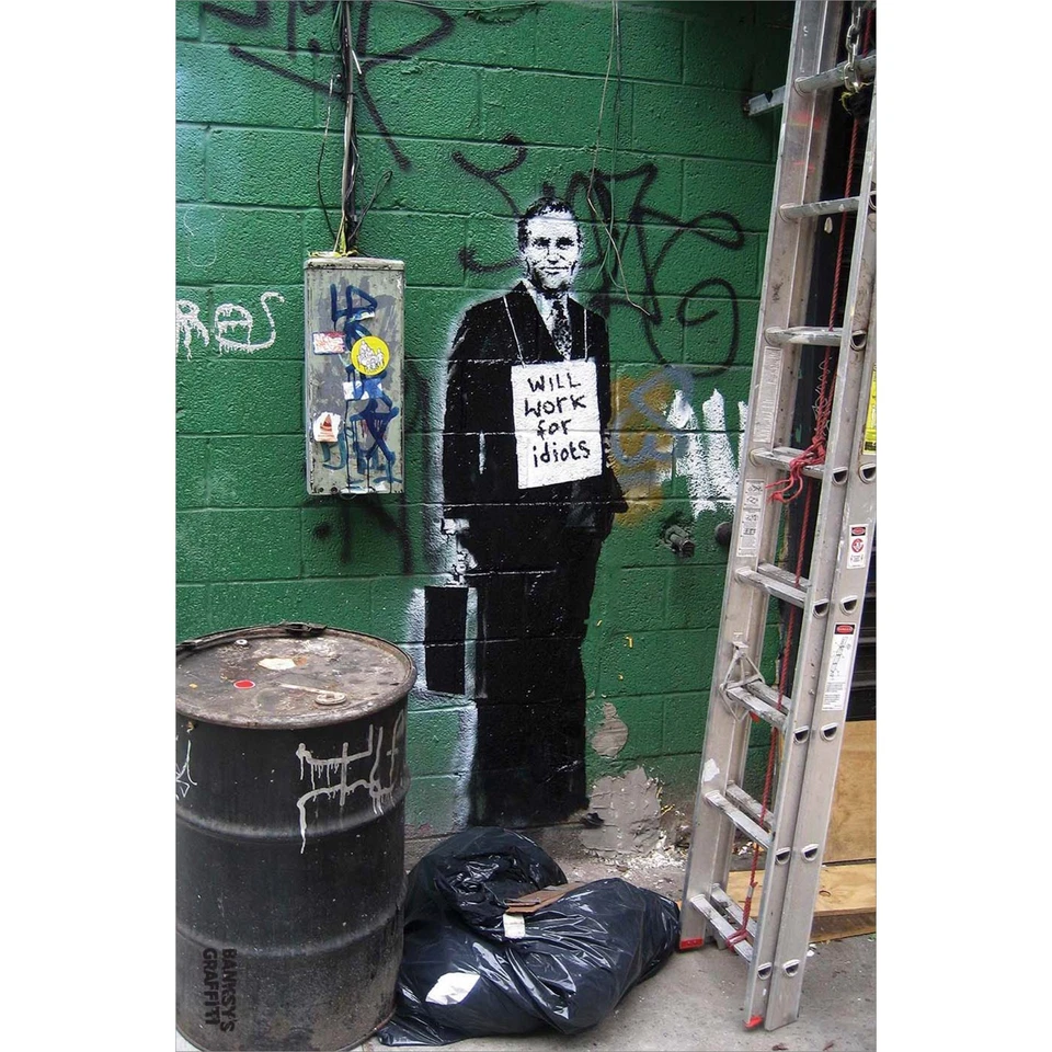Banksy's Graffiti Work for Idiots 24x36" (Vertical) Art Print | Limited Edition - Image 1 of 4