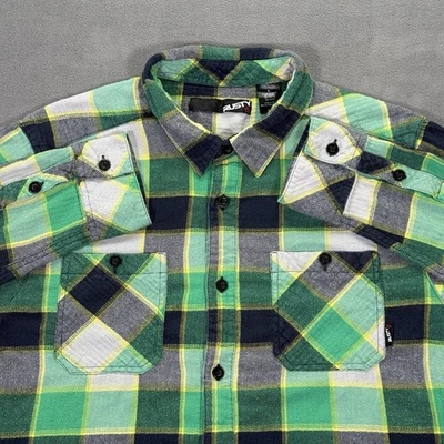 Vintage Rusty Shirt Mens Large Green Plaid Flannel Button Up Long Sleeve Cotton - Image 1 of 4