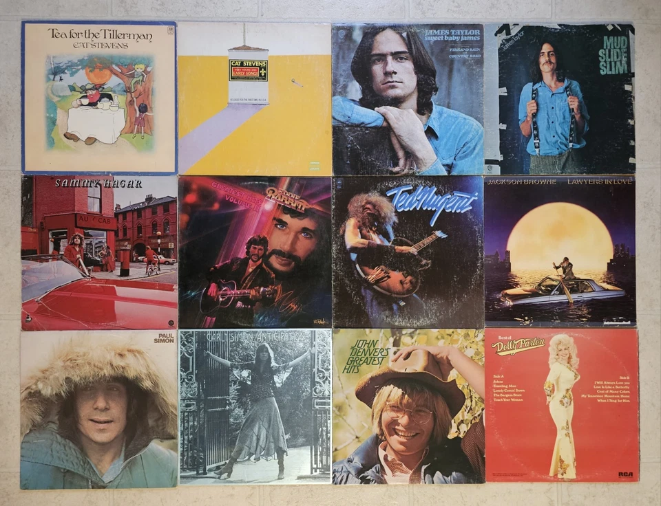 Singer/Songwriter Vinyl LP Lot 12 (Cat Stevens, Paul Simon, James Taylor, More!) Foto 1 de 4