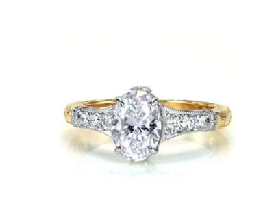 14K Multi Tone Gold IGI Certified Lab Grown Diamond Engagement Ring 1.85 Ct Oval - Image 1 of 4