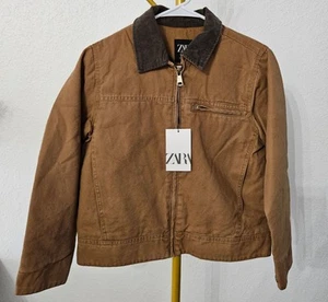 Zara Washed Corduroy Collar Jacket, Brown Size 9/10 years - Picture 1 of 6