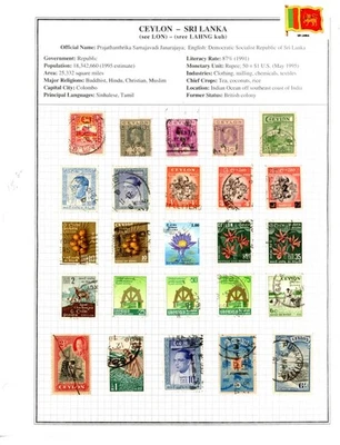 CEYLON/SHI LANKA--Lote de 98 estampillas montadas en páginas Foto 1 de 4