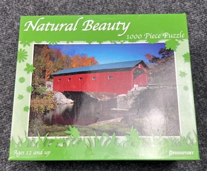 New Sealed Pressman Natural Beauty 1000 Piece Puzzle 2010 Covered Bridge - Picture 1 of 3