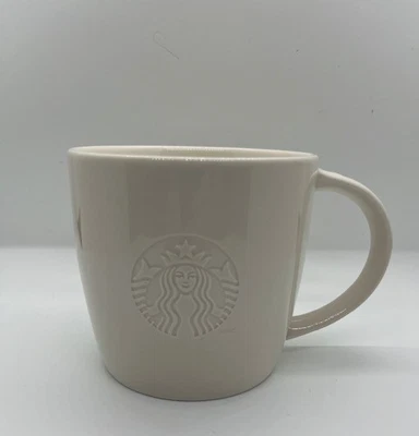 Taza grande Starbucks Coffee White New Bone China con logotipo en relieve 2010 16 oz Foto 1 de 4