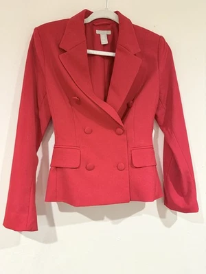 H&M Red Fitted Sexy NWOT Blazer Jacket Short Size XS Christmas - Image 1 of 4