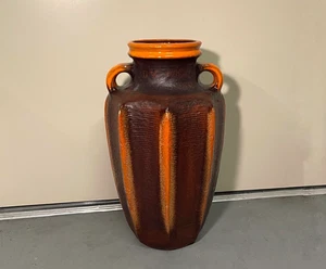W. Germany Pottery 20" Carstens Tonnieshof Fat Lava 2-Handle Floor Vase MCM - Picture 1 of 21