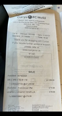 Dell XPS I7 8GB 1TB 10th Gen - Image 1 of 4