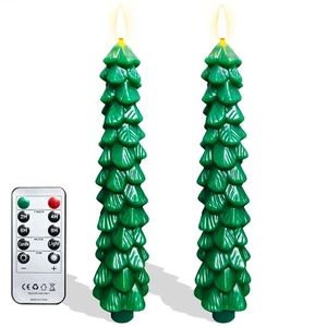 9,5 Zoll Echtwachs flammenlose Weihnachtsbaum Spitzkerzen mit Fernbedienung Timer, ... - Bild 1 von 7