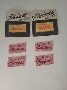 4 Vintage Sewing Clothing Labels "Made With Love By Mama" Sweetheart - Picture 1 of 4