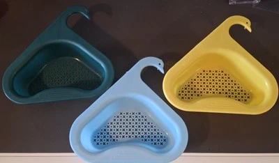 Paquete de 3 coladores de fregadero de cocina cesta filtro drenaje en forma de cisne para frutas y verduras Foto 1 de 4