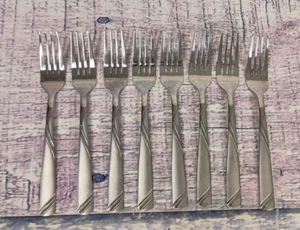 8 Pieces CAMBRIDGE TABITHA SAND Flatware Salad Forks - 6 7/8" - Picture 1 of 11