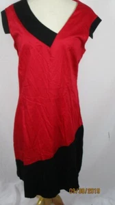 SkunkFunk Red Black Shift Dress S Bizz Hectic Cotton - Picture 1 of 4
