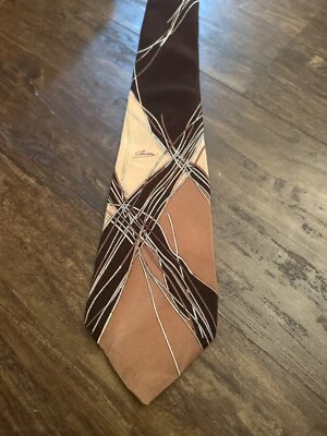 Corbata marrón vintage de alta costura tallada en París hecha en Francia Foto 1 de 4