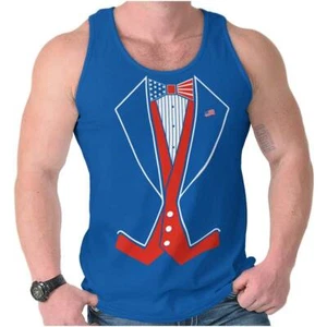 Patriotic American Flag 4th of July Tuxedo Mens Tank Tops Sleeveless Shirt Tee - Picture 1 of 8