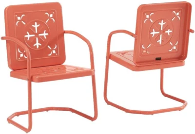 Azalea 2-Piece Outdoor Chair Set, Vintage Retro Metal Patio Chairs for Dining, P - Image 1 of 4
