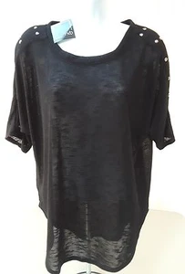 Blusa negra elegante con pedrería RXB para mujer, nueva con etiquetas - talla L - Imagen 1 de 9