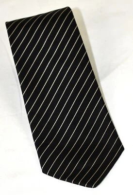 NEW Ralph Lauren Purple Label Black w/ White Repp Stripe 100%Silk Tie 3.5 x 58 - Image 1 of 4