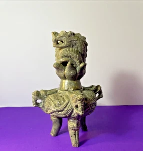 China Chinese Jade? Antique? Lidded Dragon Lion Carving Incense Burner Censer - Picture 1 of 16