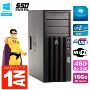PC HP WorkStation Z210 Tour Xeon E3-1240 RAM 16Go SSD 480Go Graveur DVD Wifi W7 - Imagen 1 de 1