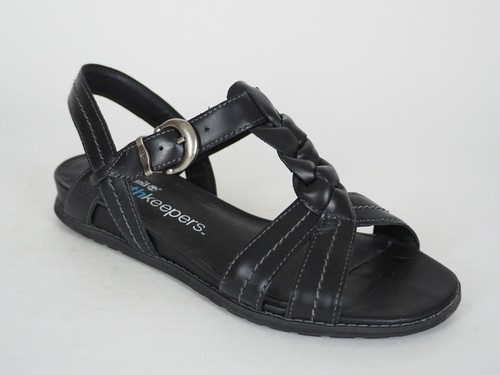 Sandali donna Timberland 25615 in pelle nera intrecciata a T Bar