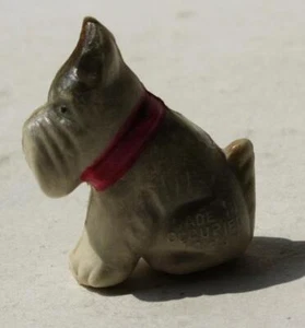 Scottish Terrier Dog Figurine Scottie Dog Plastic Sitting Miniature Red Collar - - Picture 1 of 1
