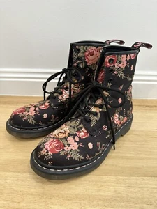 Dr Martens Pascal 1460 black canvas roses floral boots pink UK 7 EU 41 US 9 - Bild 1 von 12