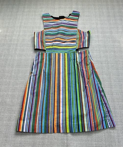 Milly Minis Girls Dress size 12 Multi Color Striped Cutouts Sleeveless USA made - Picture 1 of 11