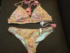 NEU Victoria Secret Schwimmen Bikini SET Oberteil Unterteil SEXY XS M gold freche Träger SET - Bild 1 von 9