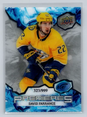 2021-22 UD Ice #195 David Farrance Rookie-Ice Premieres 323/999-Predators - Image 1 of 2