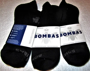 3 PAIR PACK BOMBAS ~Adult Large L (Men 9.5-13, Wo 11-13) ~Black Ankle Socks ~NEW - Picture 1 of 3