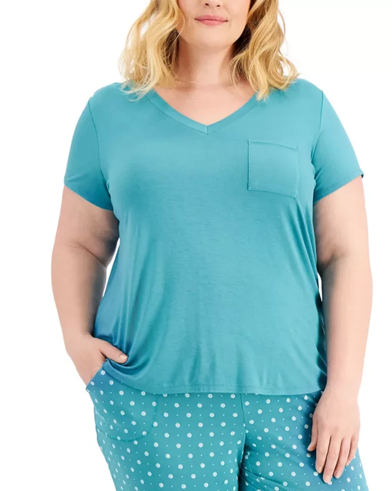 Pijama ultra suave para mujer ALFANI cuello en V top talla grande 2X pijamas ropa de dormir Foto 1 de 2
